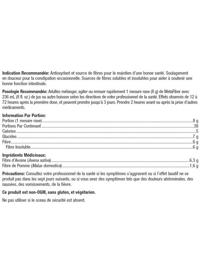 Metagenics - Metagenics MetaFiber - 6 g Dietary Fiber - Supports GI Regularity & Occasional Constipation Relief* - Fiber Blend Powder - Non-GMO & Gluten-Free - 10.72 oz - Image 1