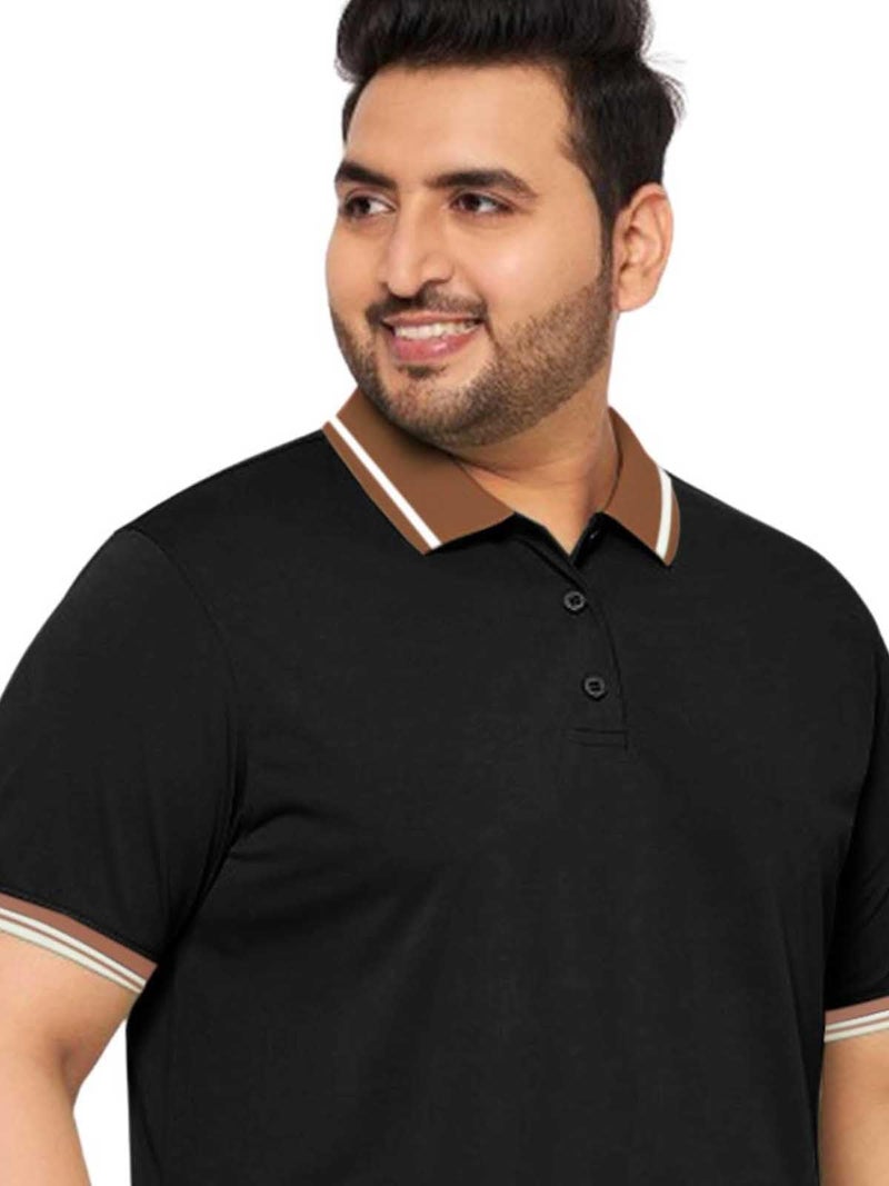Veirdo® Pure Cotton Half Sleeves Regular Fit Classic Polo Collar Plus Size T-Shirt for Men (PS_Polo_TPCLR_BLK_3XL) - Image 2