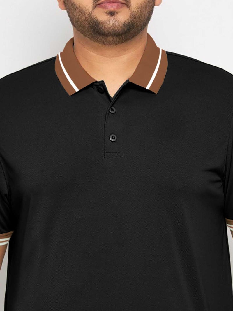 Veirdo® Pure Cotton Half Sleeves Regular Fit Classic Polo Collar Plus Size T-Shirt for Men (PS_Polo_TPCLR_BLK_3XL) - Image 3