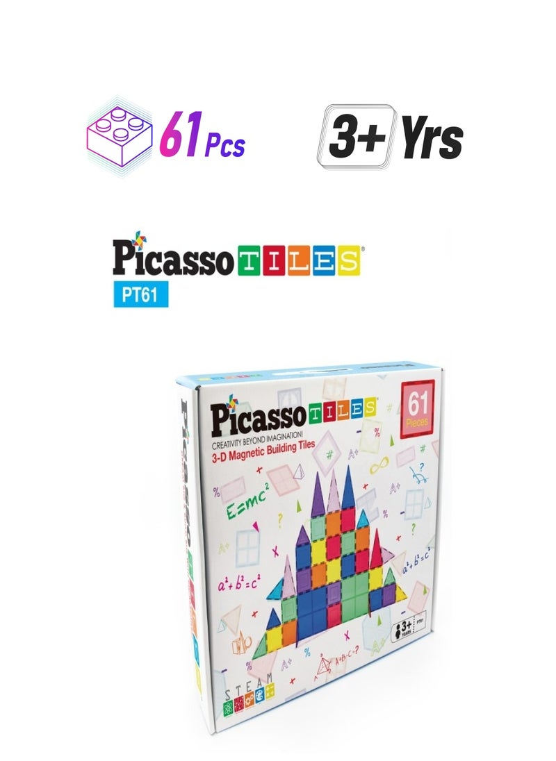 PicassoTiles PICASSO - MAGNETIC TILE CLASSIC 61PC BUILDING SET  - Image 1