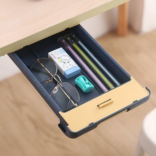 oddpod Under The Table Hidden Drawer/Plastic Desk Organiser For Home And Office - Blue, Stationery - Image 1