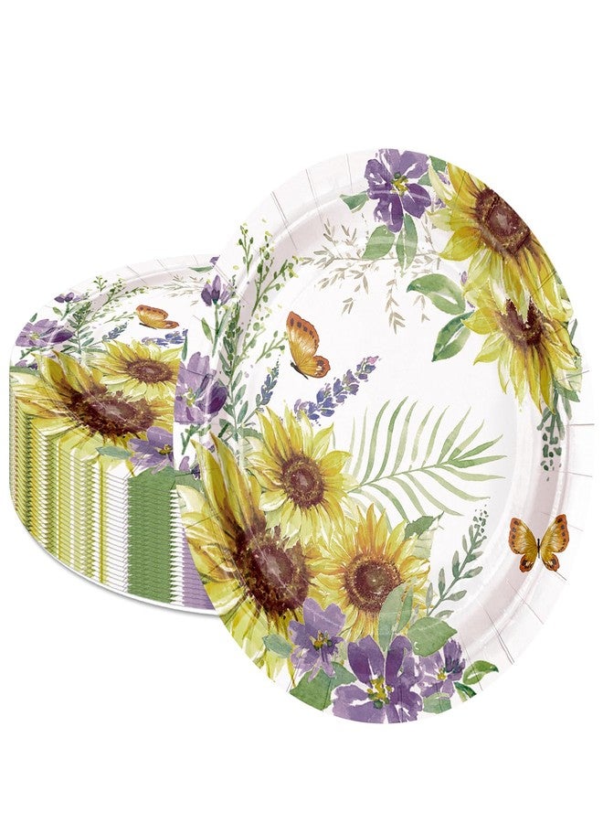 LeZakaa 25Pcs Wedding Paper Plates - Vibrant Sunflower Design Disposable Party Plates Decorative Tableware Supplies Table Decor for Birthday, Baby Shower, Theme Holiday Party - 7 Inch - Image 1