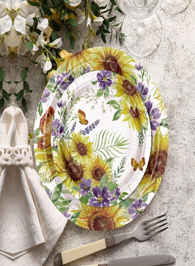 LeZakaa 25Pcs Wedding Paper Plates - Vibrant Sunflower Design Disposable Party Plates Decorative Tableware Supplies Table Decor for Birthday, Baby Shower, Theme Holiday Party - 7 Inch - Image 5