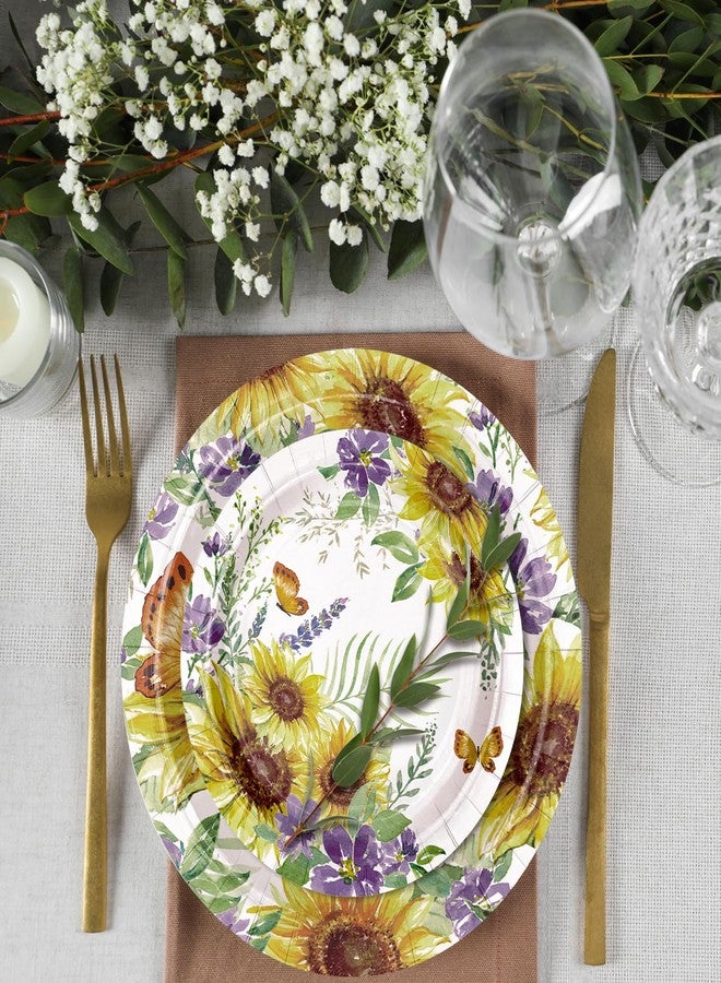 LeZakaa 25Pcs Wedding Paper Plates - Vibrant Sunflower Design Disposable Party Plates Decorative Tableware Supplies Table Decor for Birthday, Baby Shower, Theme Holiday Party - 7 Inch - Image 2
