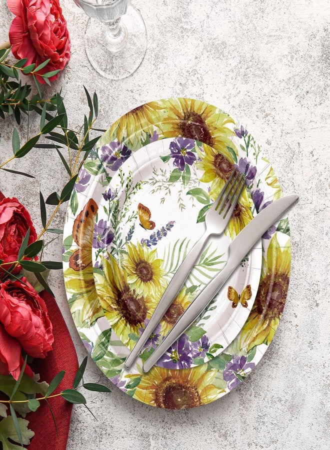LeZakaa 25Pcs Wedding Paper Plates - Vibrant Sunflower Design Disposable Party Plates Decorative Tableware Supplies Table Decor for Birthday, Baby Shower, Theme Holiday Party - 7 Inch - Image 4