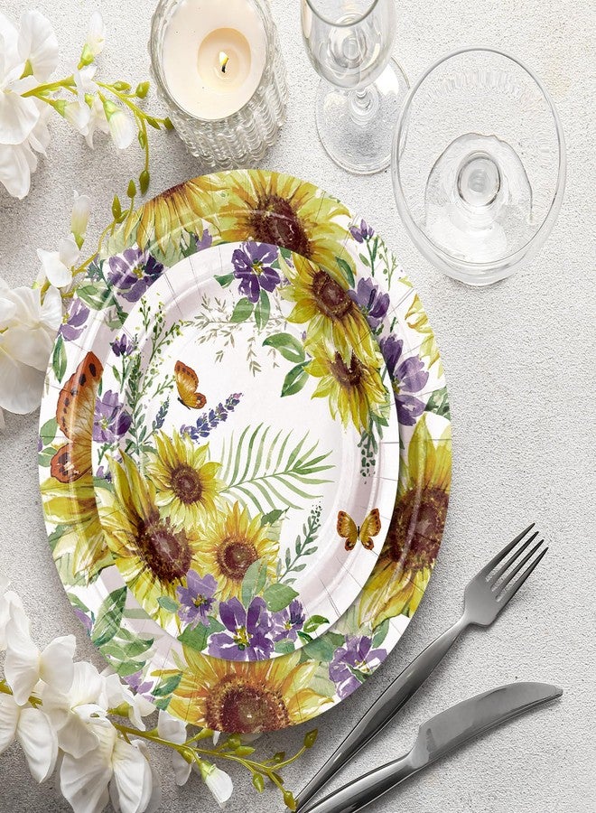 LeZakaa 25Pcs Wedding Paper Plates - Vibrant Sunflower Design Disposable Party Plates Decorative Tableware Supplies Table Decor for Birthday, Baby Shower, Theme Holiday Party - 7 Inch - Image 3