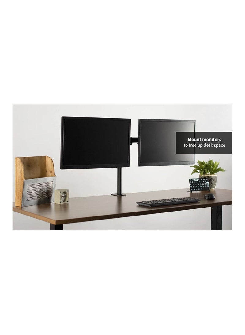 أذرع شاشات مزدوجة قابلة للتعديل بالكامل لتركيب المكتب / حامل متحرك لشاشتين LCD LED حتى 27" - Image 3