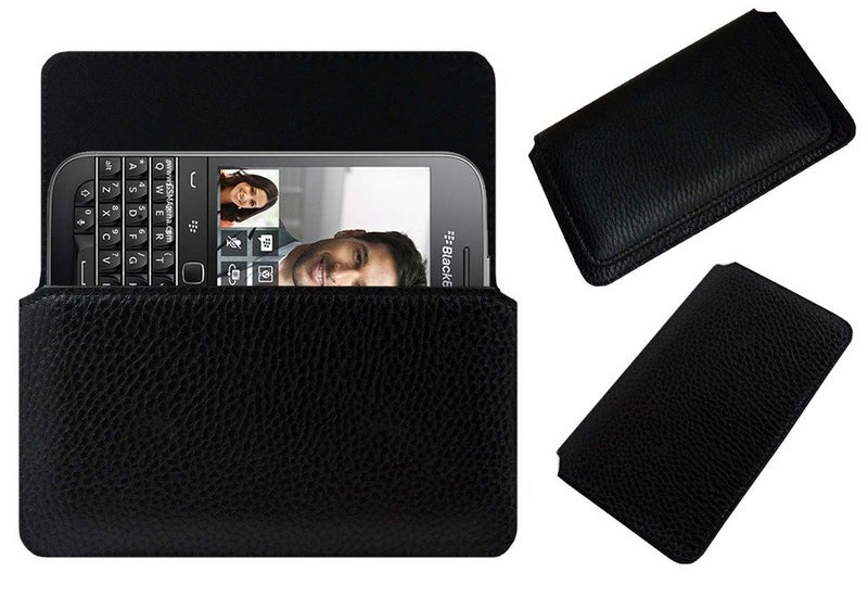 ACM حافظة جلدية أفقية من ACM متوافقة مع غطاء موبايل بلاك بيري كلاسيك حافظة حمل سوداء - Image 1