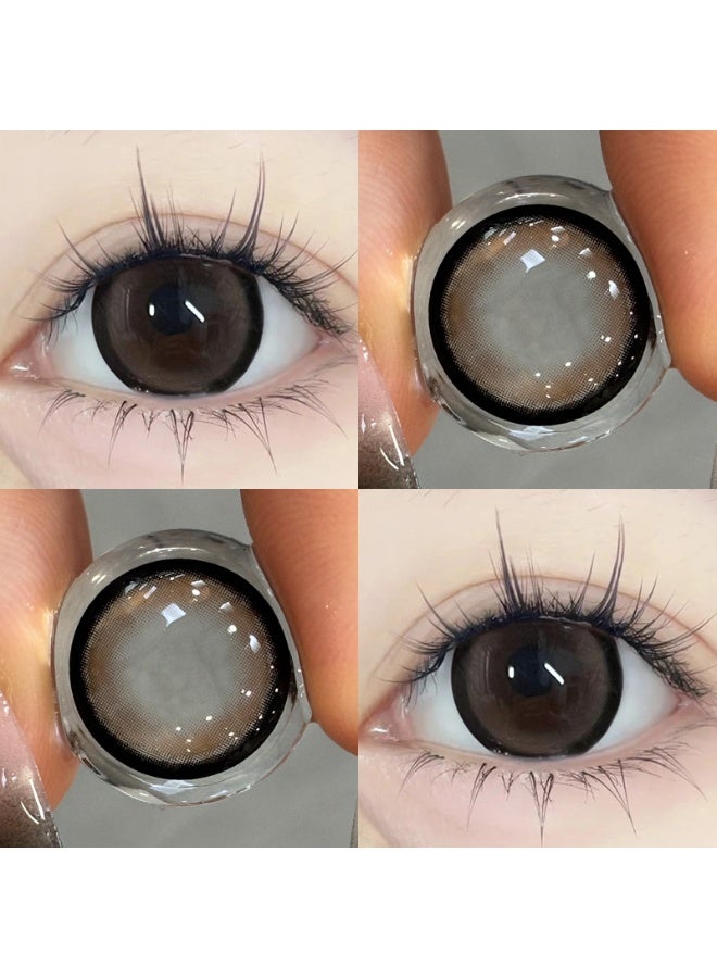 هابييمين عدسات لاصقة تجميلية سنوية للجنسين بلون زهر البرقوق والسكر، مجموعة تكبير مع علبة - Image 1