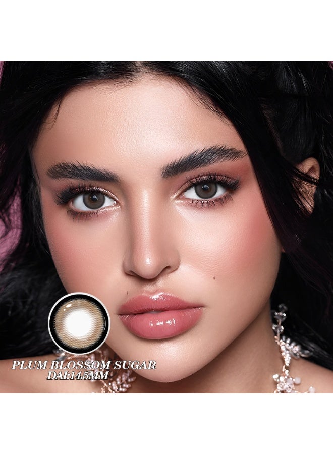 هابييمين عدسات لاصقة تجميلية سنوية للجنسين بلون زهر البرقوق والسكر، مجموعة تكبير مع علبة - Image 4