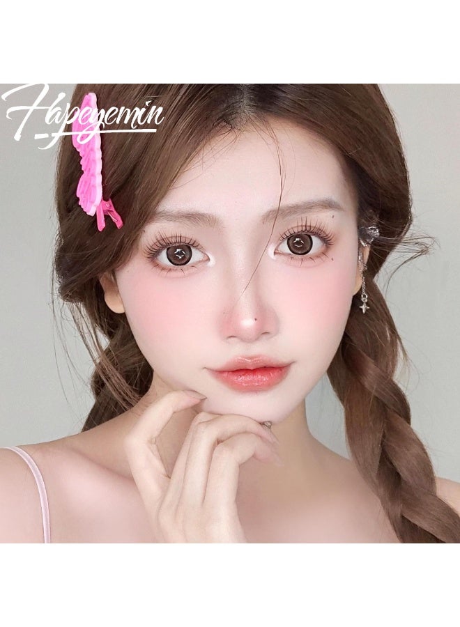 هابييمين عدسات لاصقة تجميلية سنوية للجنسين بلون زهر البرقوق والسكر، مجموعة تكبير مع علبة - Image 2