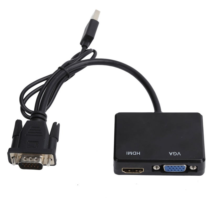 VGA HDMI Splitter: Black USB Powered - Plug And Play Dual Display Adapter for Home Office Gaming Entertainment Devices - Image 2