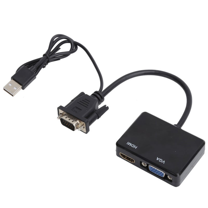 VGA HDMI Splitter: Black USB Powered - Plug And Play Dual Display Adapter for Home Office Gaming Entertainment Devices - Image 3