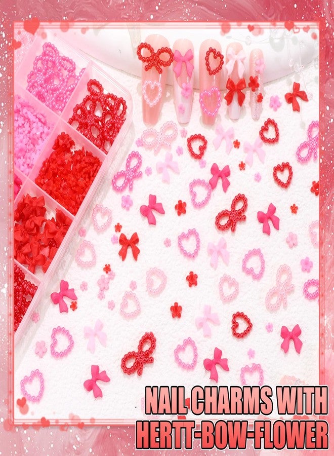 BELICEY Valentines Pink Red Heart Bows Nail Charms 3D Hearts Nail Art Charm Resin Flatback Bow Charms for Nails Cute Kawaii Flower for Women Manicure DIY Nails Art Design Accessories Crafts - Image 3