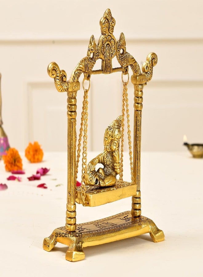 أسينشين Ascension Laddu Gopal on Jhulla for Janmashtami Home Puja ديكور الغرفة المعدنية كريشنا جولا لهدايا الانتقال لمنزل جديد تماثيل كريشنا مورتي - Image 3