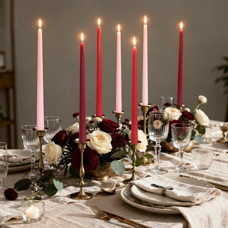 Viyffo Taper Candles, 12 Inch, 4 Pack, Red Ombre – Unscented, Smokeless Design, Up to 8-Hour Burn – Tall Candlesticks for Table Decor, Weddings & Dinners - Image 1