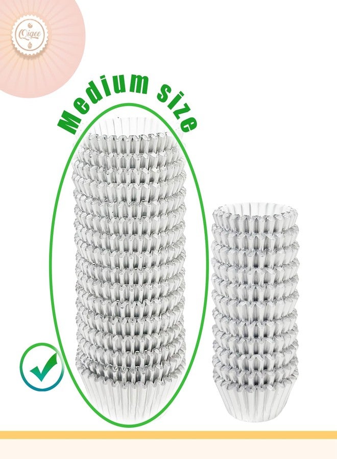 qiqee Silver Foil Cupcake Liners For Baking 300pcs Baking Cups Thick ＆ Sturdy, Oil Resistance, Muffin Liners Paper(Standard Size) - Image 3