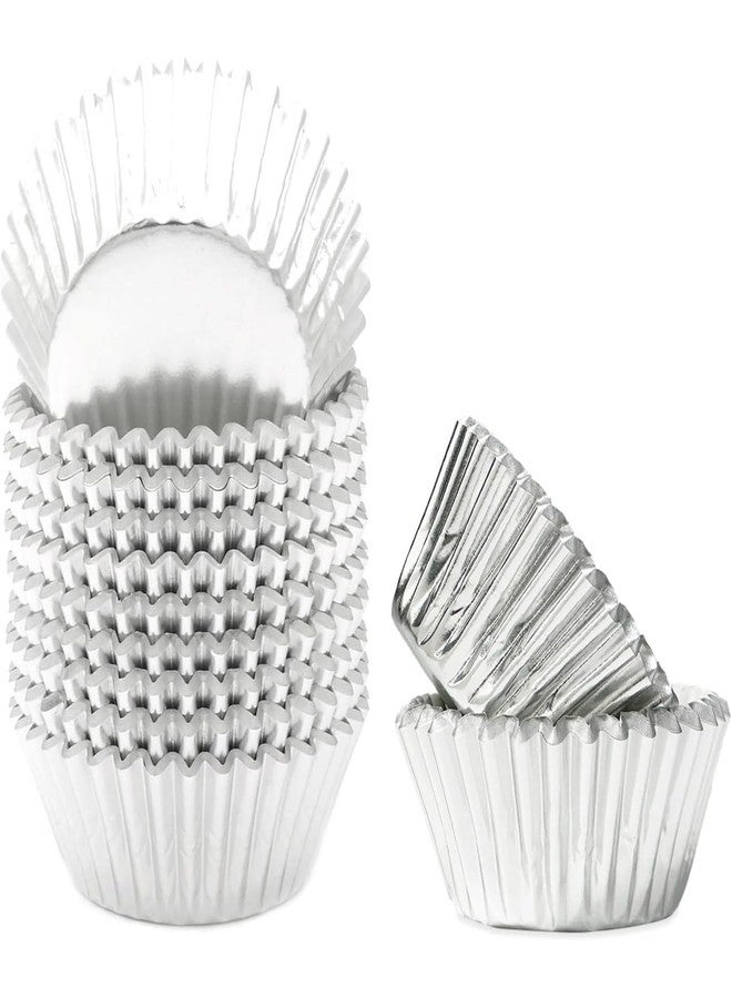 qiqee Silver Foil Cupcake Liners For Baking 300pcs Baking Cups Thick ＆ Sturdy, Oil Resistance, Muffin Liners Paper(Standard Size) - Image 1