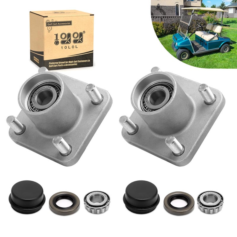 10L0L 2 Pack Front Wheel Hub Assembly for Club Car DS Golf Cart 1974-2003, Replace OEM 1011892, 11011102, 1011153, 1011889, 1011894 - Image 1