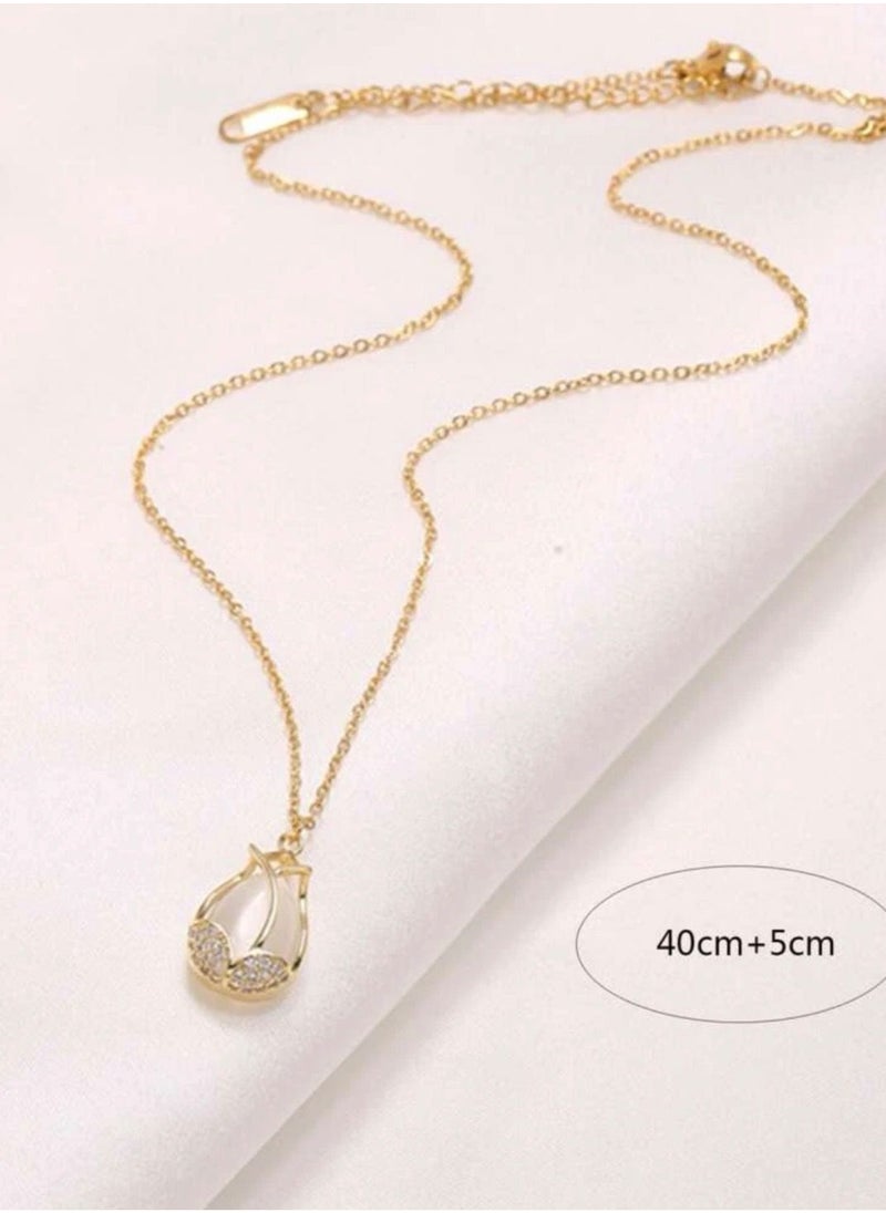sixtyfour 18k Gold Plated Necklace For Women Decorated With Rhinestone Pendant Inlaid With Zirconia  - Image 5