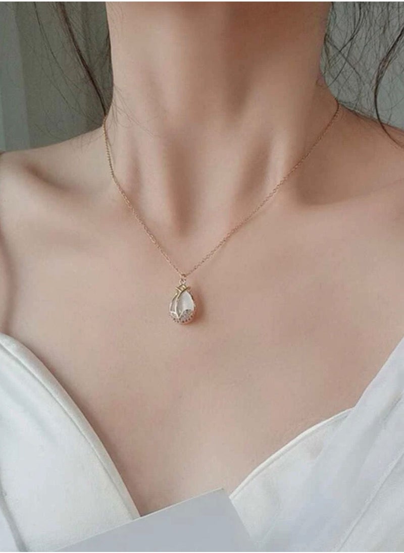 sixtyfour 18k Gold Plated Necklace For Women Decorated With Rhinestone Pendant Inlaid With Zirconia  - Image 1