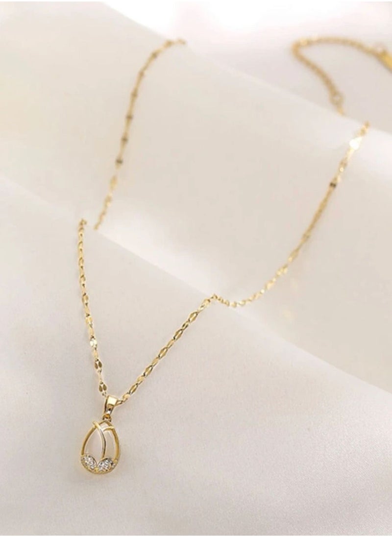 sixtyfour 18k Gold Plated Necklace For Women Decorated With Rhinestone Pendant Inlaid With Zirconia  - Image 3