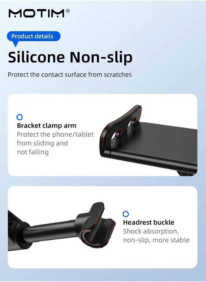 Motim - Car Back Seat Mount Tablet Holder, Folding Stretchable Backseat Tablets Stand for Kids, Electronic Screen Adjustable Distance Rotating Viewing Angle, Compatible with Phone and iPad 4.7-12.9 inches - Image 1