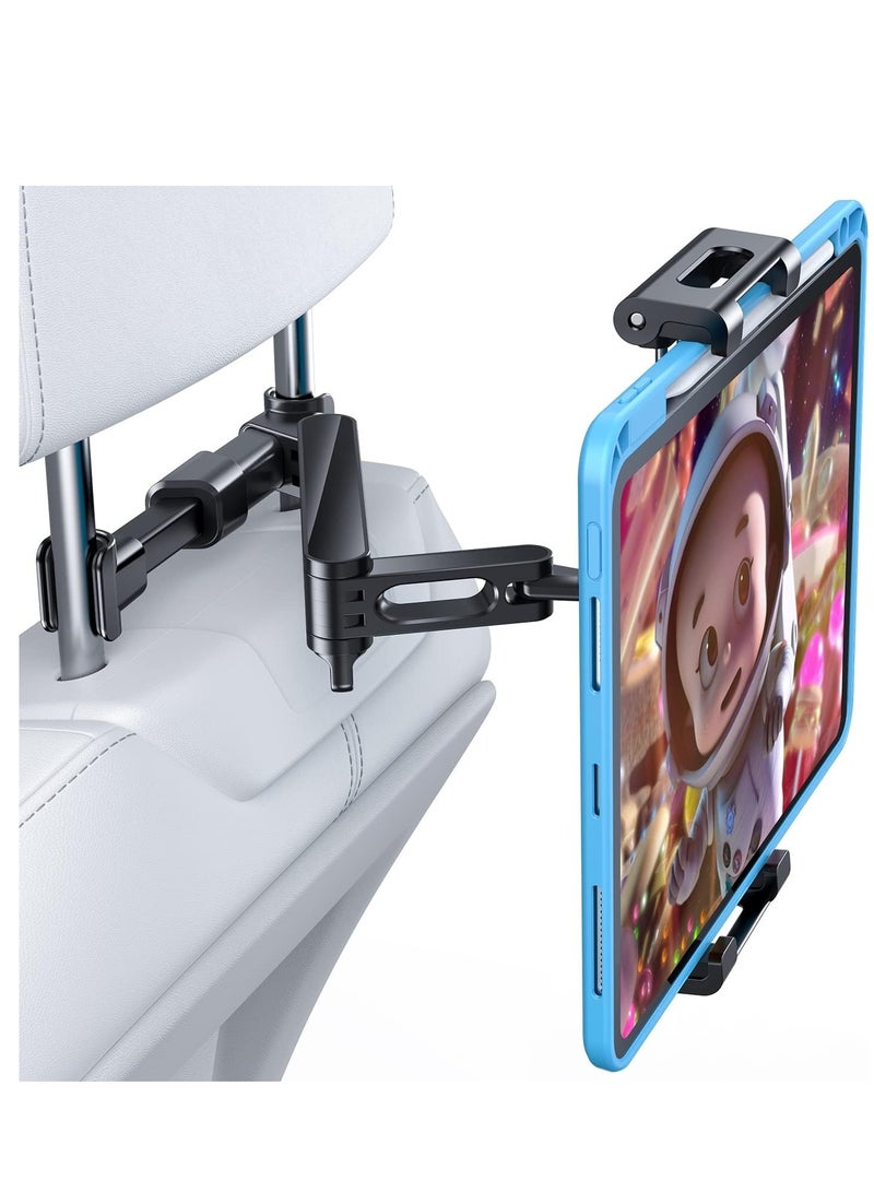Motim Car Back Seat Mount Tablet Holder Phone Holder, Folding Backseat Tablets Stand for Kids, Adjustable Electronic Screen Distance Rotating Viewing Angle, Compatible with Phone and iPad 4.7-12.9 inches - Image 1