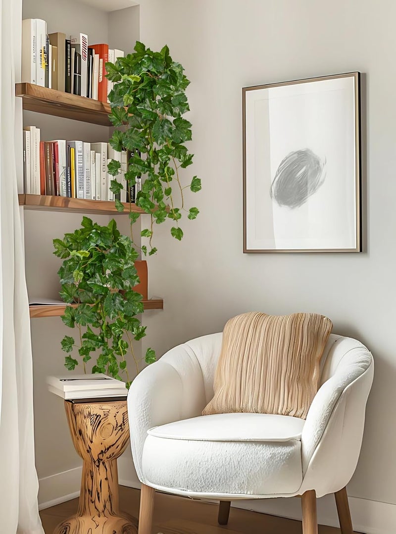 Briful Artificial Hanging Plant Vine Leaves - Lifelike Artificial Green Grape Ivy Vines, Approx. 90 cm, Decorative Plant for Wall, Living Room Shelf & Indoor Use - Image 5