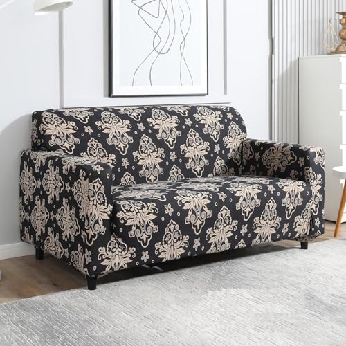 Outlay Home Universal 3 Seater Sofa Cover with Elasticity, Protective, Stretchable, Spandex & Polyester Sofa Slipcover (3 Seater, 185cm * 230cm) (Coffee Dhamask) - Image 2