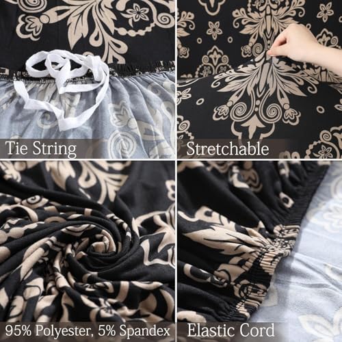Outlay Home Universal 3 Seater Sofa Cover with Elasticity, Protective, Stretchable, Spandex & Polyester Sofa Slipcover (3 Seater, 185cm * 230cm) (Coffee Dhamask) - Image 3