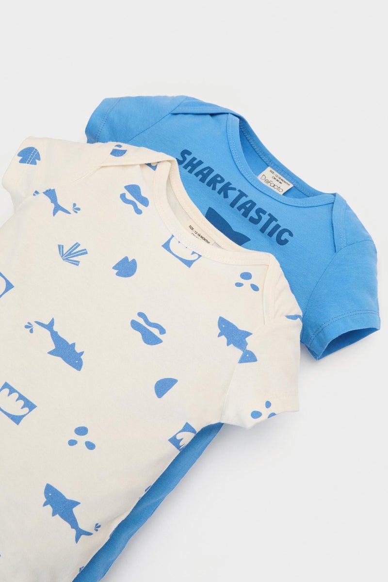 DeFacto Baby Boy Newborn Sea Printed Cotton 2 Piece Jumpsuits  - Image 2