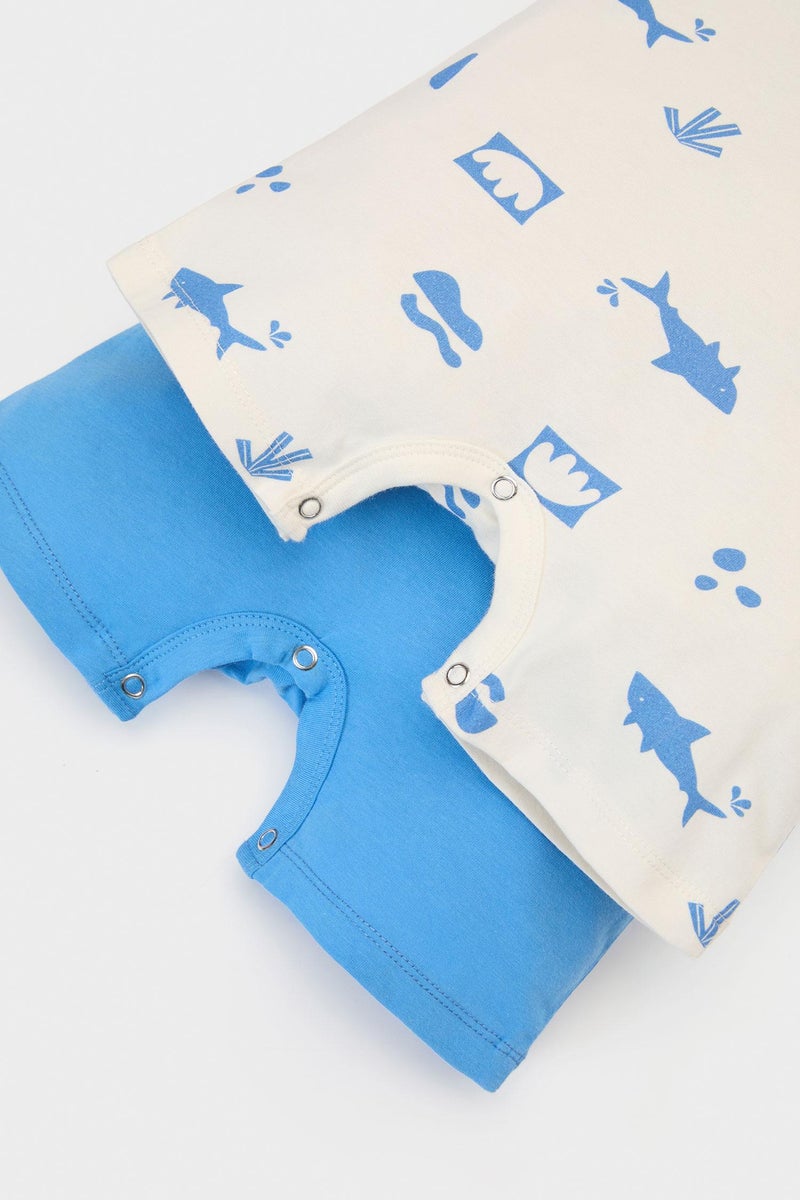 DeFacto Baby Boy Newborn Sea Printed Cotton 2 Piece Jumpsuits  - Image 5