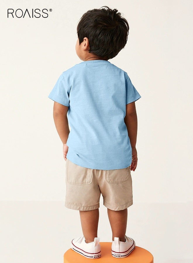 roaiss Boys Cotton T-shirt, Short Sleeve Top with Bear Pattern, Stylish Unique T shirt for Boys, Suitable for Daily Wear or Any Occasion  - Image 3