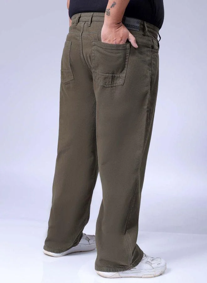HARDSODA Men Plus Size Baggy Fit Solid Mid-Rise Jeans