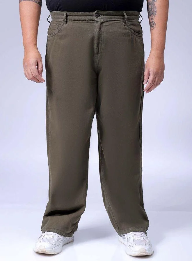 Men Plus Size Baggy Fit Solid Mid-Rise Jeans