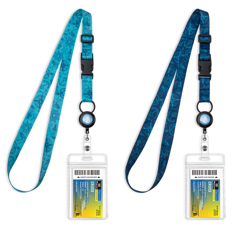MNGARISTA Retractable Cruise Lanyard for Ship Cards, Waterproof Lanyards for Cruise Ship Cards with ID Holder, 2 Pack, Underwater World - Image 1