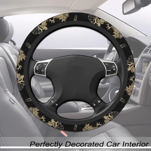 FJyuanqi Golden Dragon Steering Wheel Cover for Men AntiSlip Elastic Breathable Soft Rubber Car Steering Wheel Protective Cover Universal 15 Inch Fit for Cars Auto SUVs - Image 3