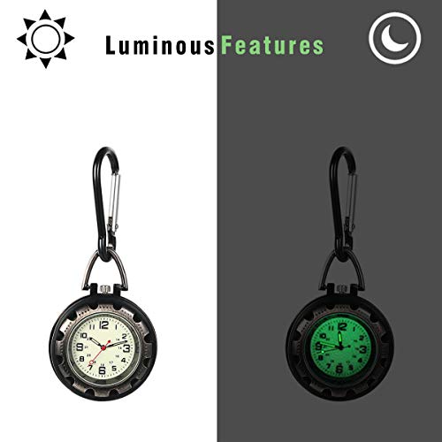Lancardo Clip On Quartz Watch for Men and Women Glow in The Dark Backpack Buckle Belt Fob Watch for Doctors Nurses Chefs Hiking or Climbing - Image 5