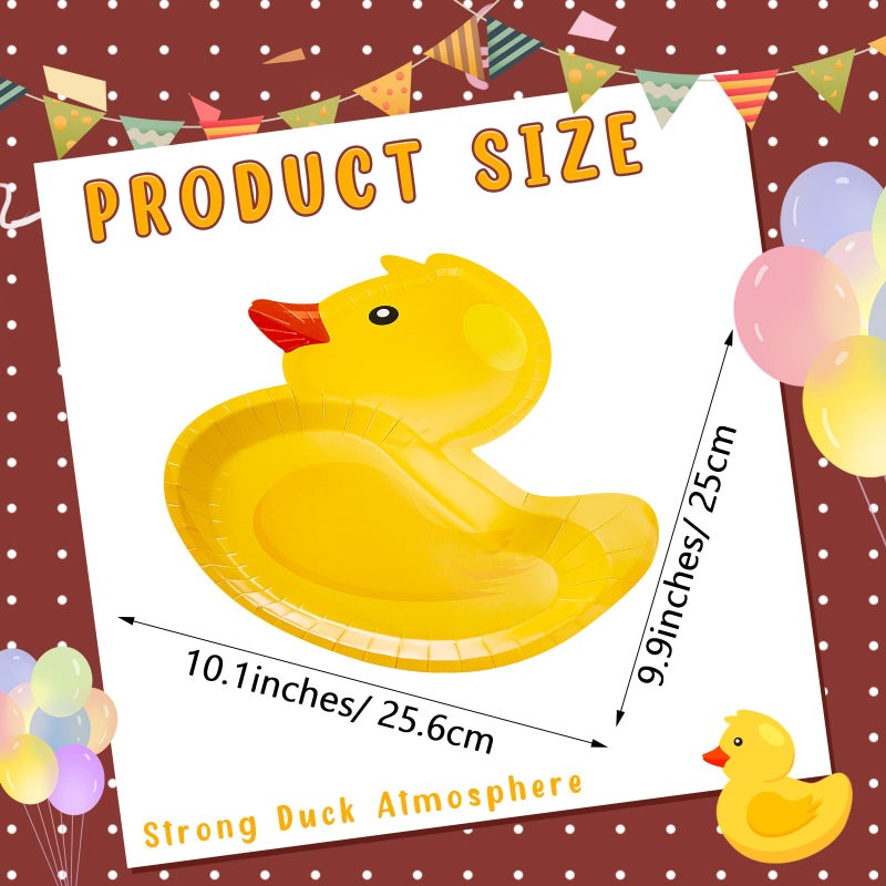 meekoo 24 Pcs Rubber Duck Party Paper Plates Rubber Duck Theme Party Decorations for Dinner Dessert Picnic Birthday Wedding - Image 2