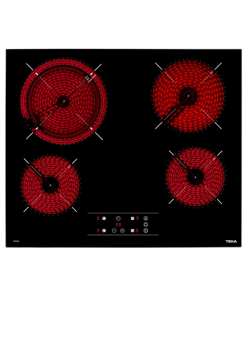 TEKA - Teka TT 6420 60cm Vitroceramic Hob with 4 zones and Touch Control with Independent programmer of each cooking zone  - Made in Europe - Image 1