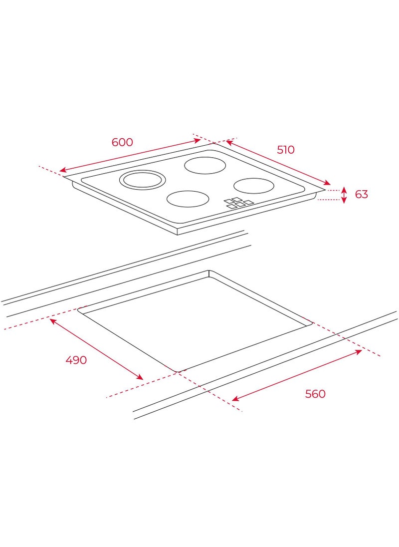 TEKA - Teka TT 6420 60cm Vitroceramic Hob with 4 zones and Touch Control with Independent programmer of each cooking zone  - Made in Europe - Image 1