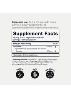Toniiq Ultra High Strength Fenugreek Capsules - 25,000mg 20:1 Extract - 70% Saponins (875mg) - Highest Potency Fenugreek Supplement - Third Party Tested - 60 Capsules  - Image 2
