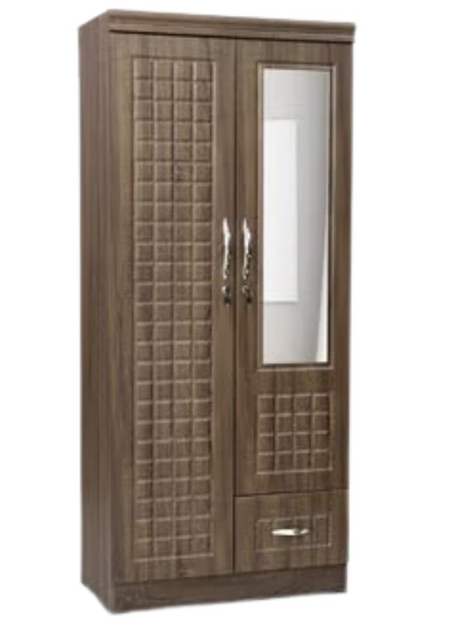 ALWASIT HOME 2 Door Wooden Wardrobe Cabinet Cupboard Engineered Wood Perfect Modern Stylish Heavy Duty With Mirror  - Image 1