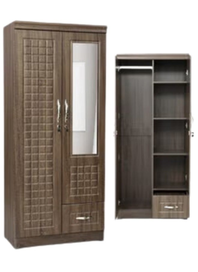 ALWASIT HOME 2 Door Wooden Wardrobe Cabinet Cupboard Engineered Wood Perfect Modern Stylish Heavy Duty With Mirror  - Image 3