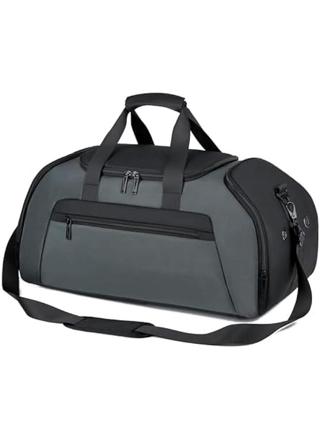 HOOKOR Gym Bag for Men/Women,Travel Duffel Bag with Shoe Compartment, Carry On Weekender/Overnight Bag, Waterproof Gym Backpack Travel Bag for Camping (Gray Dark)  - Image 3