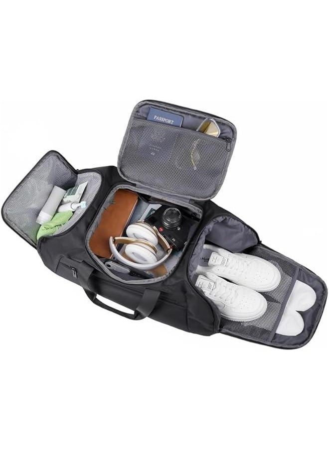 HOOKOR Gym Bag for Men/Women,Travel Duffel Bag with Shoe Compartment, Carry On Weekender/Overnight Bag, Waterproof Gym Backpack Travel Bag for Camping (Gray Dark)  - Image 4
