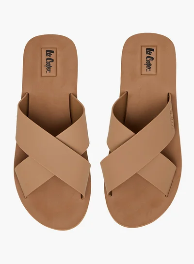Lee Cooper Men's Logo Detail Cross Strap Flip Flops