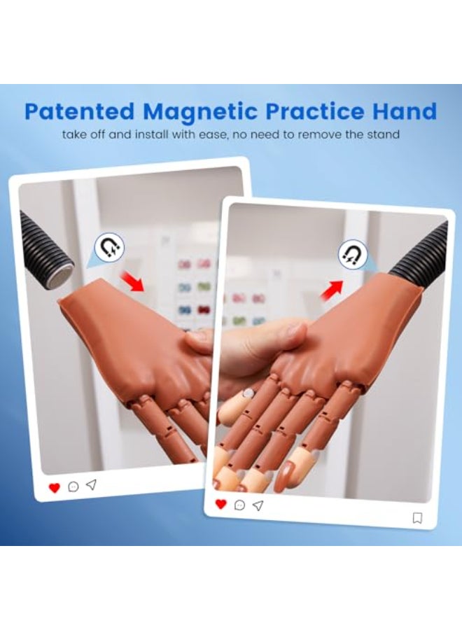 Wilfniee Practice Hand for Acrylic Nails Magnetic Nail Practice Hand Flexible Fake Hand For Nail Practice Movable Manicure Hand Practice with 100PCS Nail Tips - Image 3