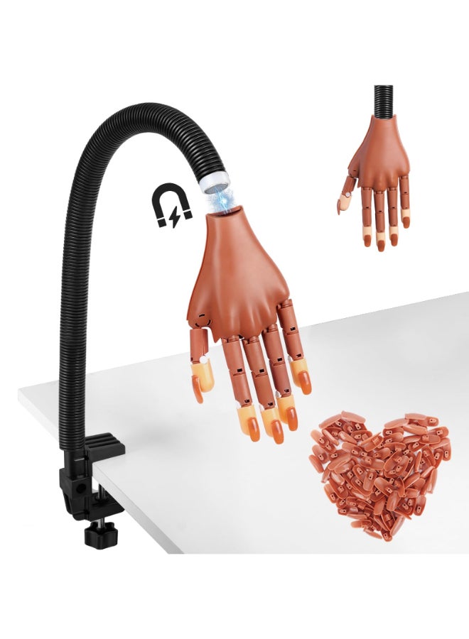 Wilfniee Practice Hand for Acrylic Nails Magnetic Nail Practice Hand Flexible Fake Hand For Nail Practice Movable Manicure Hand Practice with 100PCS Nail Tips - Image 2